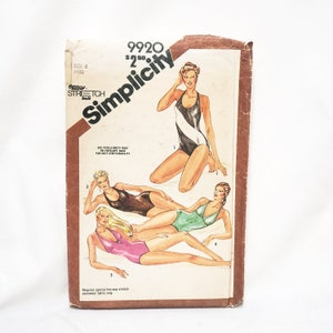 May include: Vintage Simplicity sewing pattern number 9920 for size 6 misses. The pattern includes instructions for making four different swimsuit styles. The pattern cover features illustrations of women wearing the swimsuits.