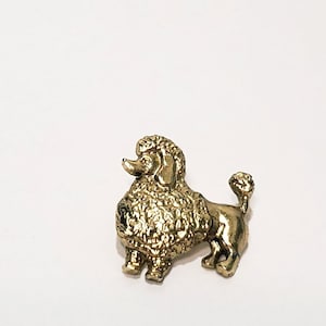 Vintage Poodle Dog Puppy Standing Gold Tone Brooch Pin 1&quot;