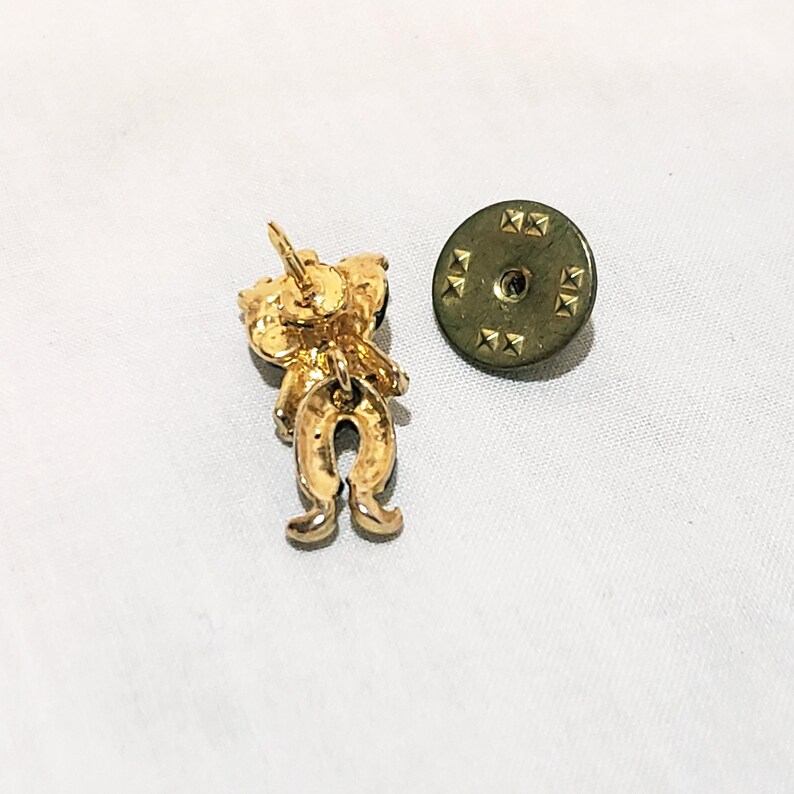 Small Sign Fasteners R Clips Clown Circus Performer Rhinestones Black Gold Tone Legs Swing Lapel Pin ...
