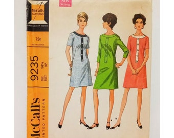 Robe en deux versions Patron Taille 14 1/2 McCall’s 9235 Couture 1968 non coupée