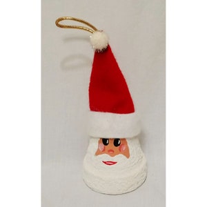 Santa Terracotta Flower Pot Hand Painted Christmas Ornaments 6&quot; Felt Hat