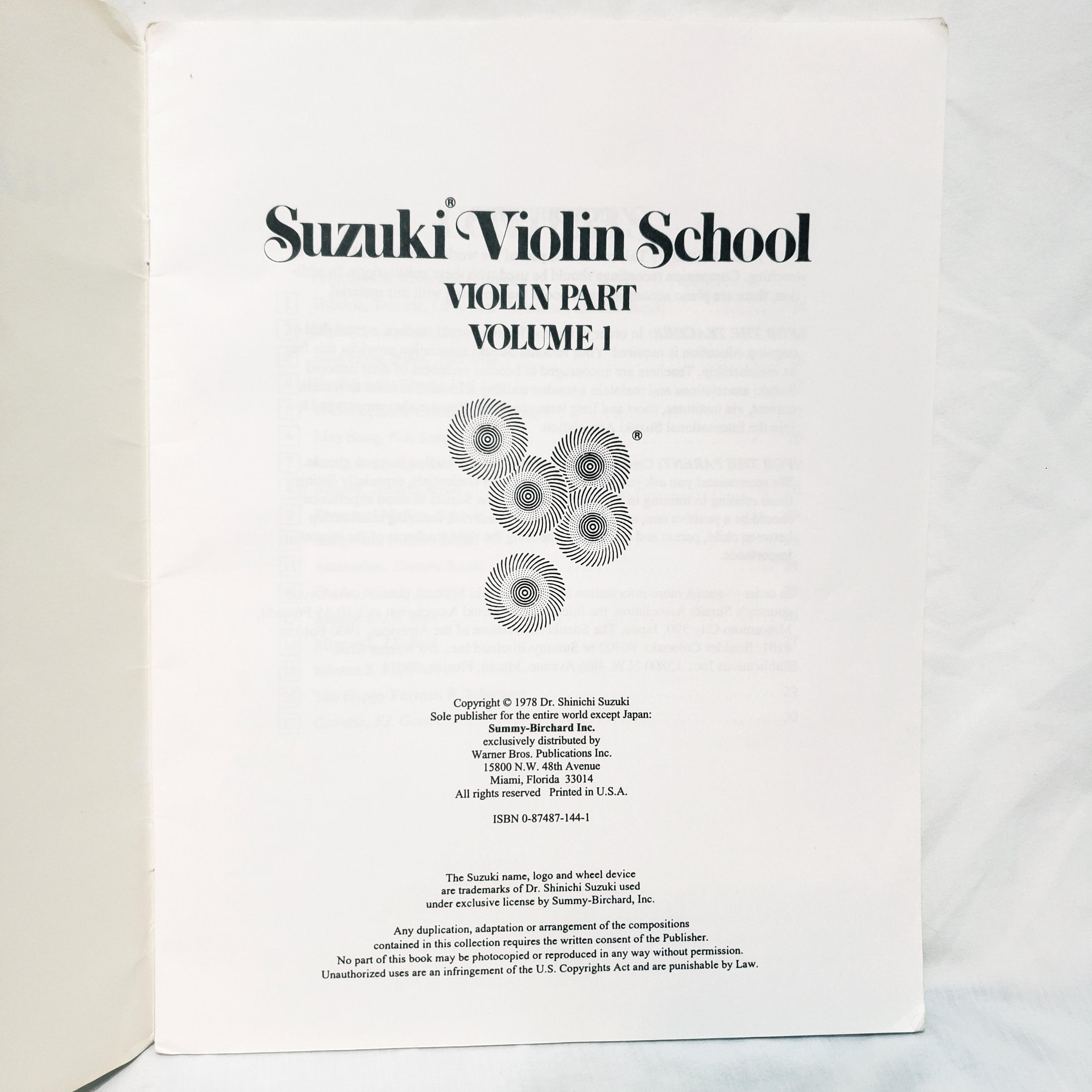 Suzuki Violin School Part Volume 1 Sheet Music Book 1978 - Etsy