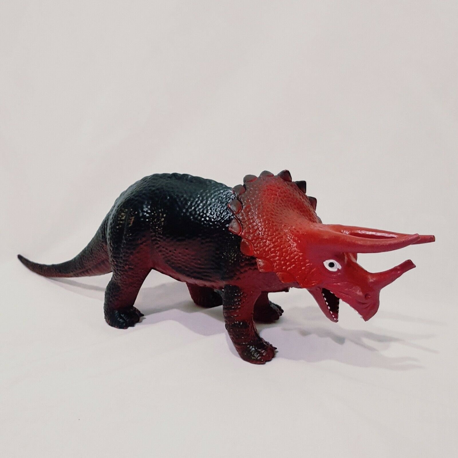 Triceratops Dinosaur 1980s Dor Mei Carnegie Rubber Figure Black