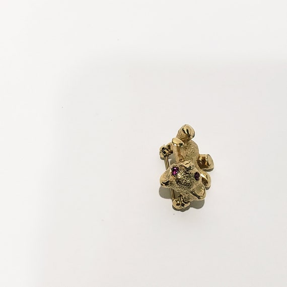 Golden Teddy Bear Purple Rhinestone Eyes Lapel Pi… - image 3