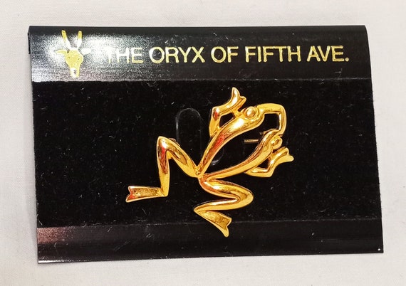 Frog Outline Open Brooch Vintage 1.5" Metal Oryx … - image 5