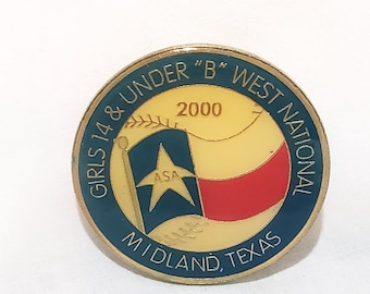 Girls 14 & Under "B" West National Fastpitch Softball 2000 Hat Lapel Pin 1 3/4"