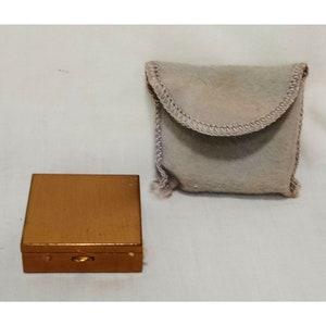Vintage Square Gold Tone Compact with Sleeve some Power 1.5&quot;