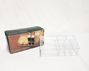 Vintage Clear Acrylic Cosmetic Organizer Hong Kong 5" JB 13365