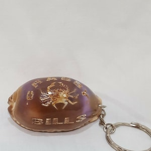 Crabby Bills Seashell Key Chain Leopard Shell Vintage 2&quot;
