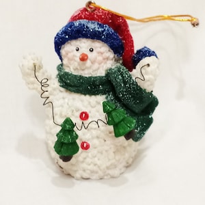 雪だるま ツリーガーランド オーナメント 3インチ クリスマス グリッター 小さな雪玉
