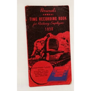 Railway Employees 1950 Personal Annual Time Recording Book Fort Wayne Indiana