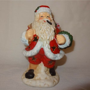 Santa Claus Tea Light Figurine Votive Candle Holder Ceramic 6&quot; Christmas Present