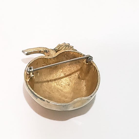 Apple with Leaf Solid Front Metal Brooch Pin 1.5"… - image 3