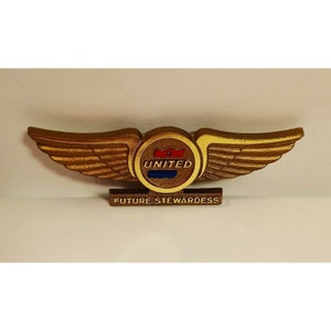 United Airlines Future Stewardess Pin Vintage Plastic Wings Stoffel Seals