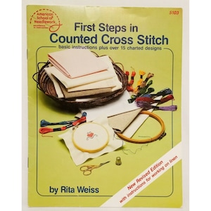 First Steps in Counted Cross Stitch Leaflet American School Needlework 5103 1986