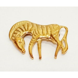 Zebra Africa Wild Animal Safari Brooch Pin Gold Tone Vintage 1&quot; Metal