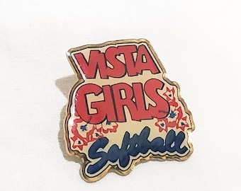 Vista Girls Fastpitch Softball Sports Hat Lapel Pin 1"