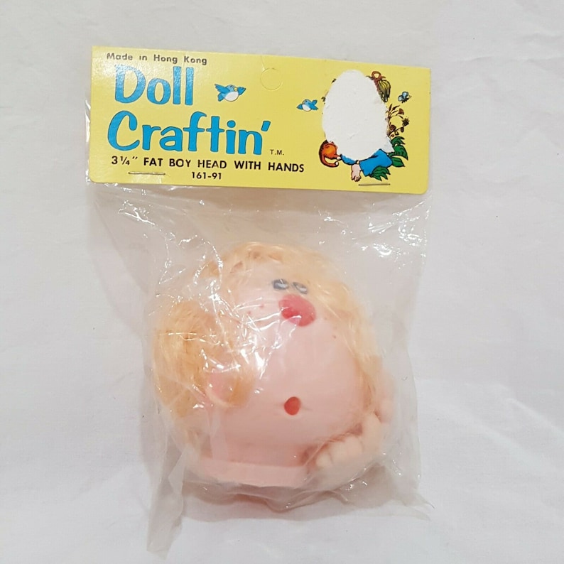 Doll Head Fat Boy with Hands 3 14 Old Stock Doll Craftin/' 161-91 Blond Hair