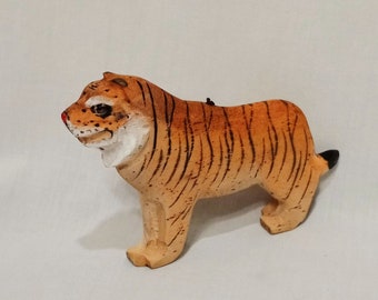 Holz Tiger Ornament Weihnachten 4" handgefertigt Große Katze Wildtier gestreift