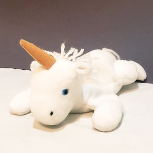Mystic Unicorn Ty Beanie Babies 1993 Plush Stuffed Animal 8&quot; White Yarn Mane