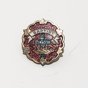 Baptist Sunday School Lapel Pin SS Red Enamel Broadman Supplies 3/4&quot; Christian