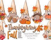 Fall Gnomes Clipart, Nordic Gnomes Clipart, Thanksgiving Gnomes, Whimsical Clipart, Autumn Gnomes, Cute Clipart, Fall Clipart, Gnome PNG