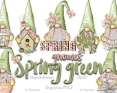 Spring Gnomes, Floral PNG, Green Clip Art, Whimsical Design, Easter Gnome, Spring Illustration, Nordic Gnomes, PNG Gnome, Spring PNG