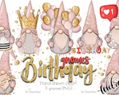 Birthday Clipart, Nordic Gnomes, Planner Icons, Gnomes Stickers, Cute Gnomes, Normand gnomes, Happy Birthday art, Birthday design, Png file