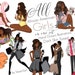 African American Girls Clipart, Fashion Clipart, Planner Clipart, Fashion Girls, Planner Girls, Girly Clipart, Dark Skin Toned Illustration