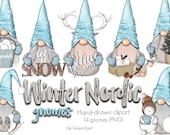 Nordic Gnomes Clipart, Winter Gnomes Clipart, Whimsical Clipart, Winter Gnomes, Cute Clipart, December Clipart, Gnome PNG, Snow Gnomes