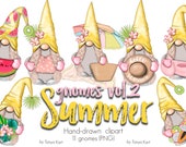 Summer Clip Art, Nordic Gnomes, Png File,Watermelon Gnome,Beach Art, Lemon Gnome, Summer Gnomes, PNG Gnome, Watercolor Clip Art, Cute Gnomes