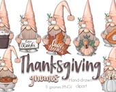 Fall Gnomes Clipart, Gnome PNG, Thanksgiving Gnomes, Whimsical Clipart, Autumn Gnomes, Cute Clipart, Fall Clipart, Nordic Gnomes Clipart
