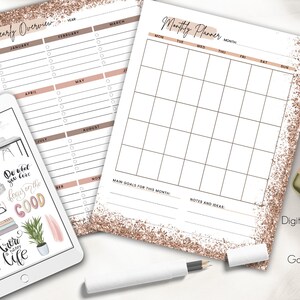Monthly Planner Page, GoodNotes Page, Yearly Overview,Monthly Planner,Yearly Planner,Digital Inserts, Planner Template, Planner Digital Page