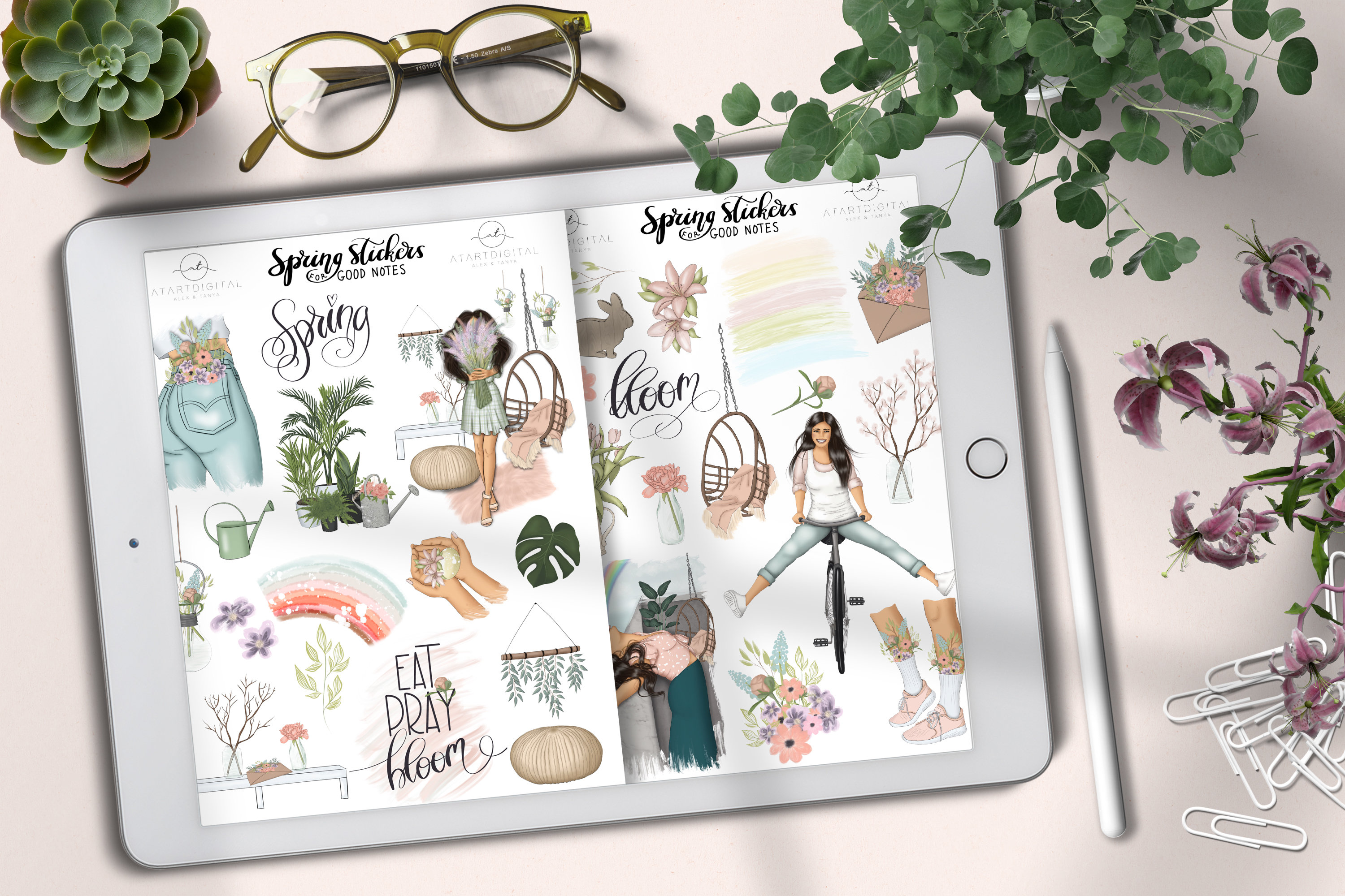 Spring Goodnotes Digital Planning, Floral Stickers, Digital Planner ...