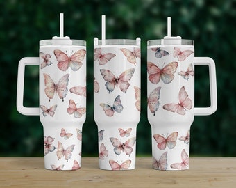 Schmetterling 40 Unzen Quencher Tumbler Sublimationsdesign, Png digitaler Download, Geschenk für Mama Png, Tumbler Png-Datei, Insekt Tumbler Png