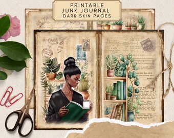 African American Bookish Junk Journal Pages Vintage Ephemera, Digital Library Printable Collage Sheet for Scrapbooking Instant Download