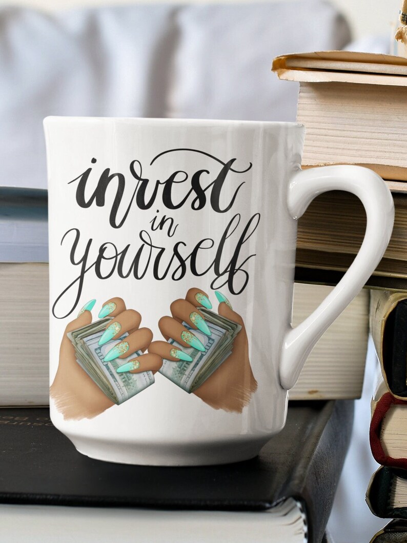 Invest In Yourself, Afro Woman PNG Digital Download, Money Manifestation Sticker for Planner, Self Love PNG, Save Money Nail Art Design