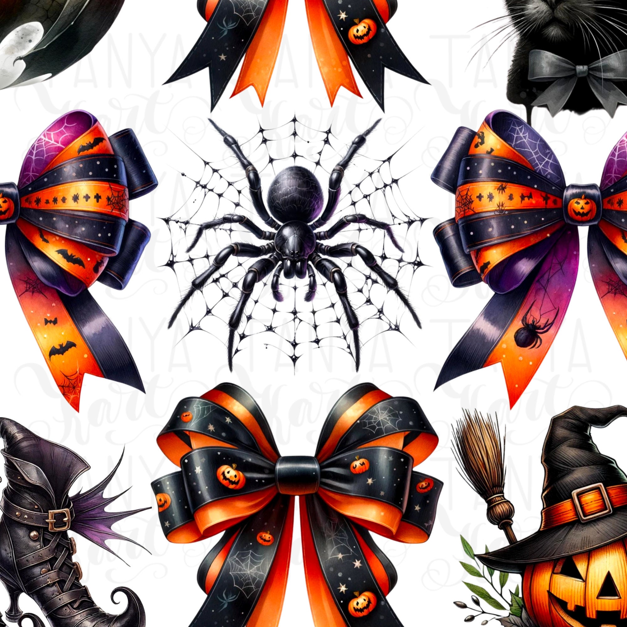 Halloween Coquette Bow & Pumpkin Season PNG, Retro Fall Designs for ...