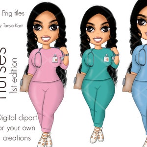 Nurse Planner Doll Stickers - Medicine Theme, Cute Nurse Clipart - Png Digital Download, Medical People Clipart - Nurse Design