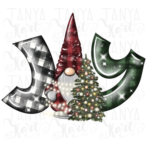Christmas Joy Gnome Png for Sublimation Design, Merry Christmas Digital Download, Buffalo Plaid Santa Claus Hat Png, Merry Xmas Png