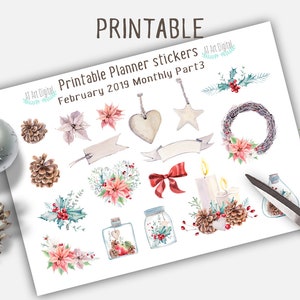 Planner Stickers, February Monthly Kit, Winter Stickers, Life Planner ...