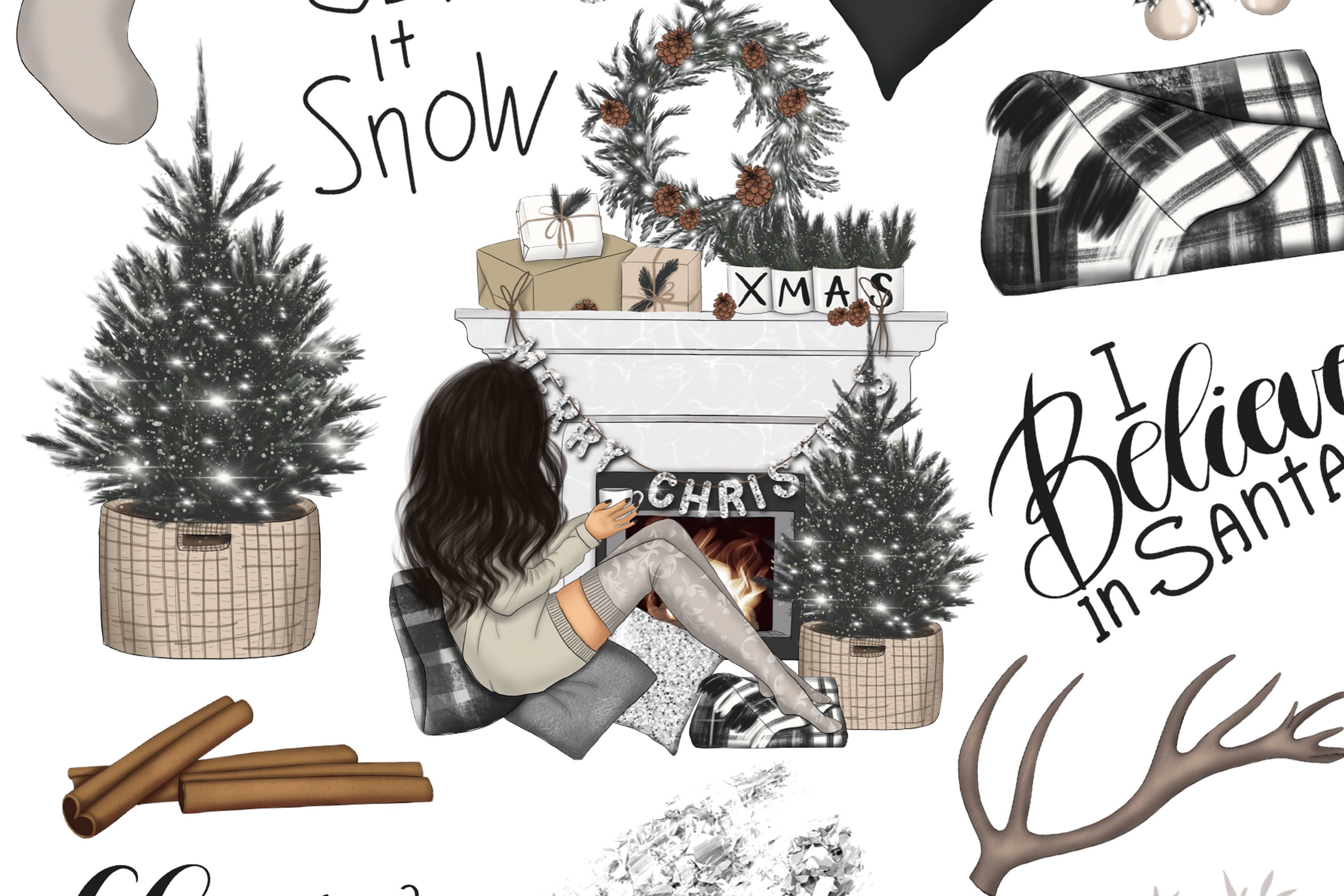 Christmas Digital Stickers Goodnotes Winter Stickers Kit - Etsy