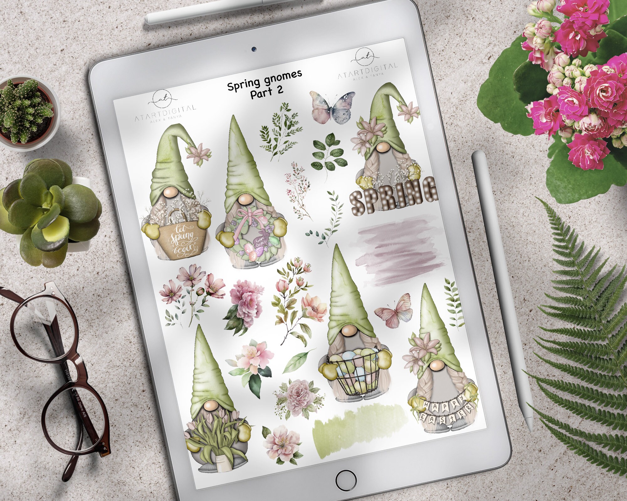 Spring Gnomes Goodnotes Stickers for Digital Planner, Floral Goodnotes ...