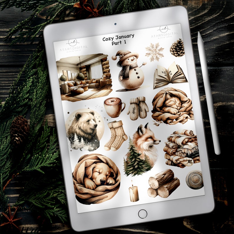Digital Stickers Cozy January Aesthetic Goodnotes Planner Icons ...