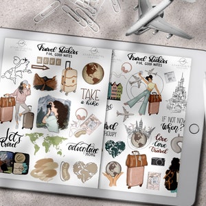 Adesivos Goodnotes, ícones de viagem, Goodnotes 5, planejador de iPad, planejador digital, adesivos de viagem, ícones de planejador digital, adesivos de planejador