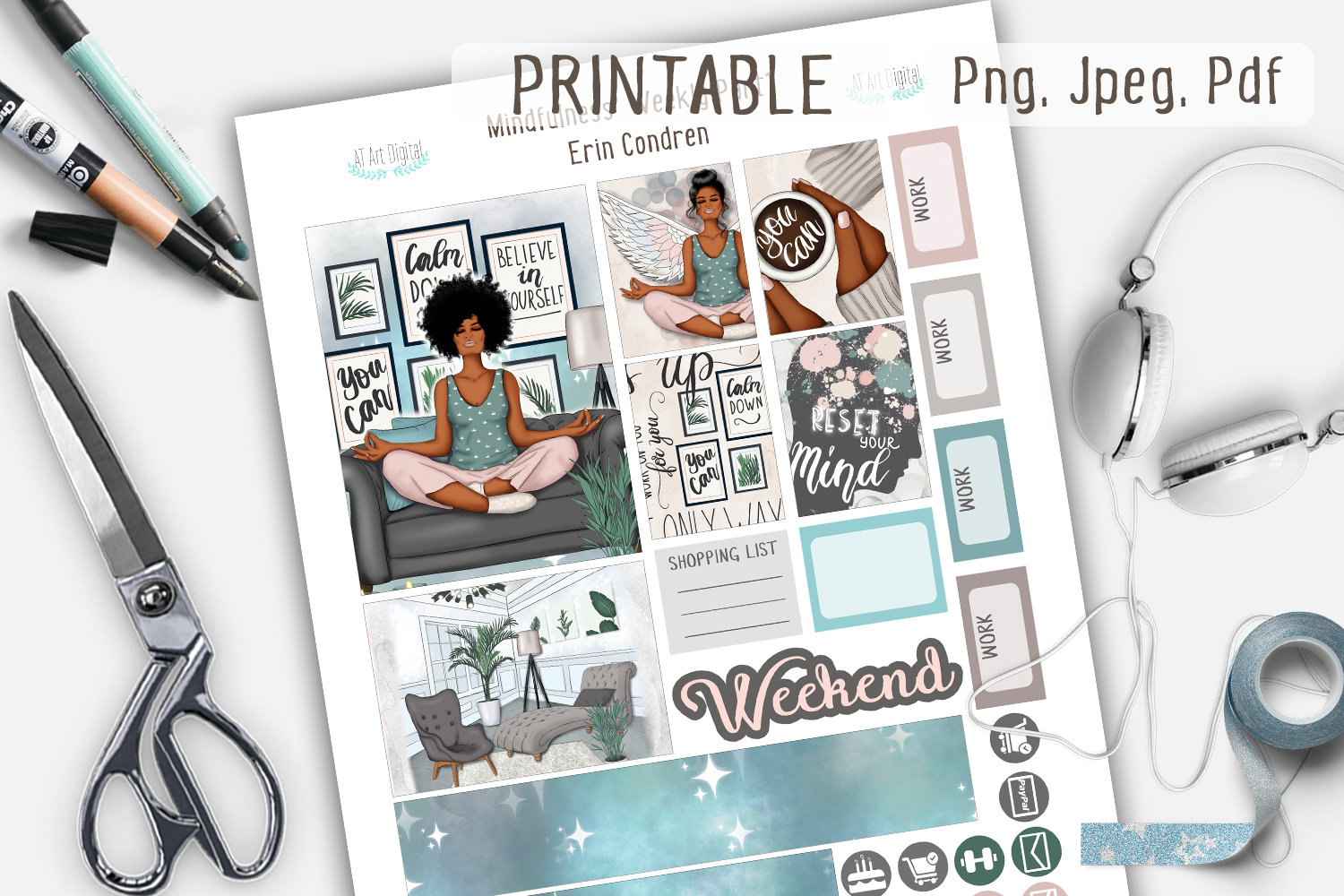 Mental Self Care, Erin Condren Stickers, Self Care Stickers ...
