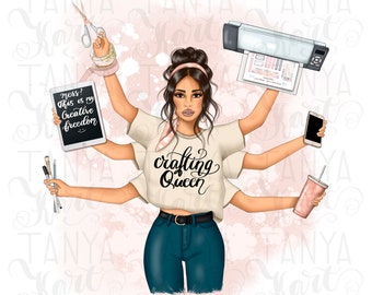 Sublimation Design, Crafting Queen, Craft Png, Craft Woman, Crafting Png, Craft Design, Craft Sublimation, Sublimation Art, Png File