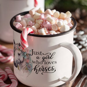 Just A Girl Who Loves Horses Png Sublimation Designs, Horse Quote Png, Graphic Design Printable File, Horse with Flower Digital Shirt Design