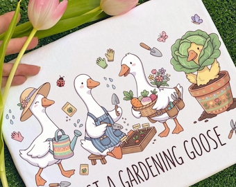 Gardening Goose PNG | Retro Plant Lover Sublimation | Cottagecore Garden Clipart | Just a Gardening Goose DTG | Green Thumb Digital Download
