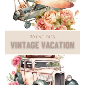 30 Vintage Travel Png Clipart Instant Download For Commercial Use, Scrapbook Elements, Vintage Ephemera, Retro Travel Png For Sublimation